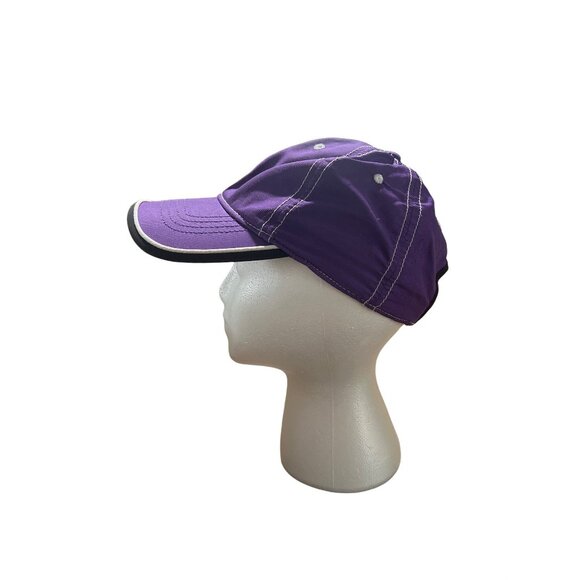 Infinity Headwear Purple Adjustable Baseball Cap With White Stitching & Black Tr - Picture 3 of 7